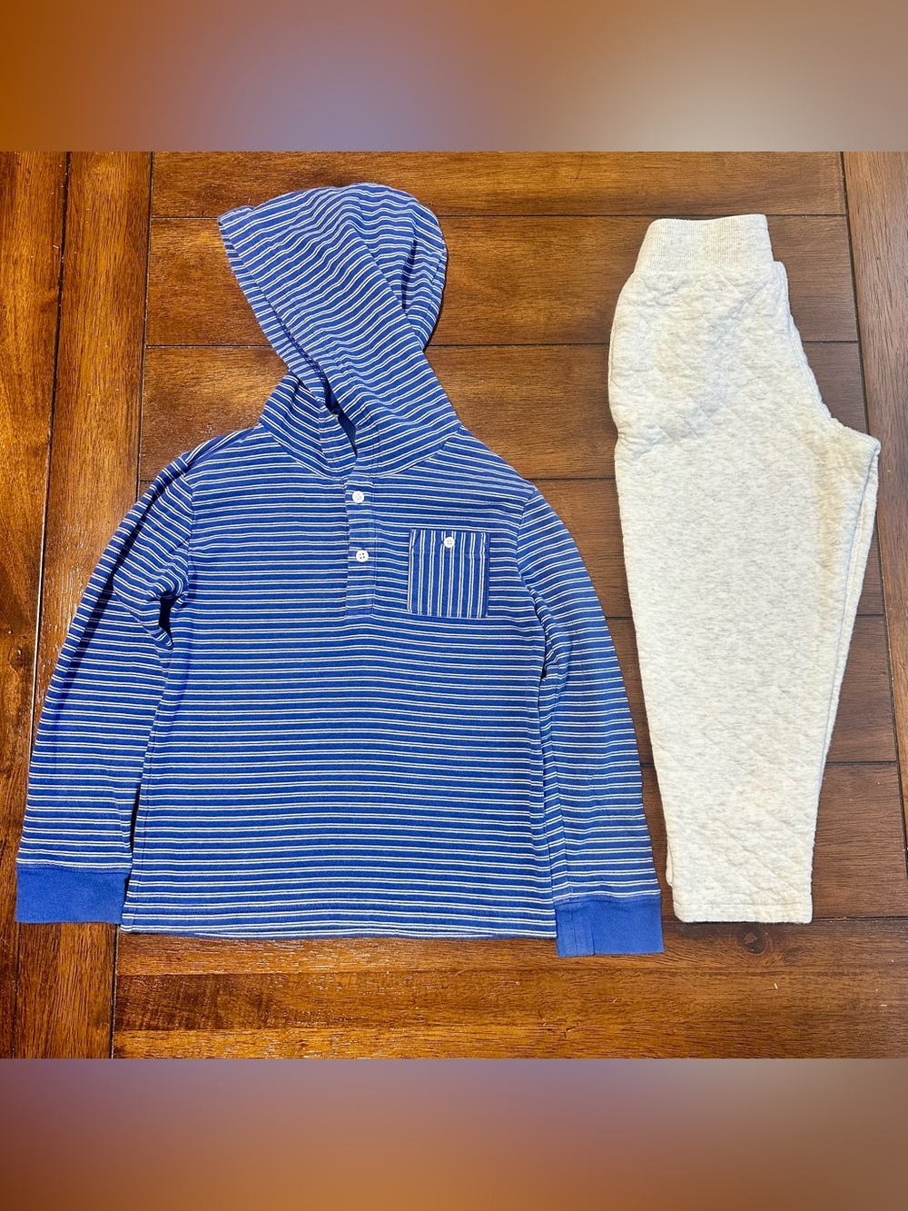 Boys Janie and Jack Quilted Sweatpants + Striped Hoodie | Size 5